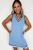 Contrast Trim V-Neck Sleeveless Mini Dress- 2 Colors