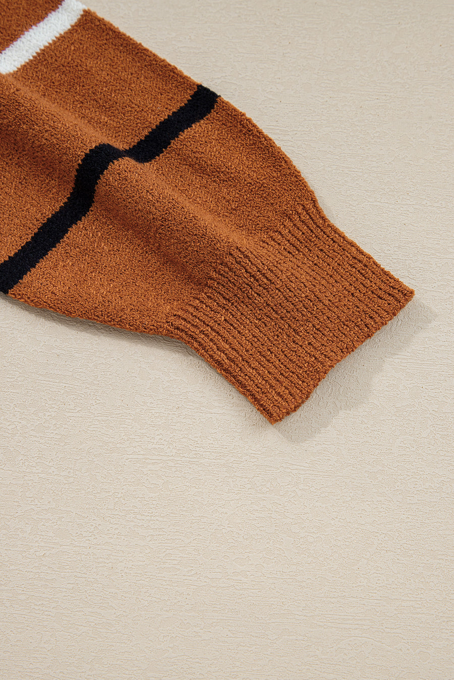 Striped Ribbed Edge Drop Shoulder Sweater- 2 Colors
