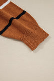 Striped Ribbed Edge Drop Shoulder Sweater- 2 Colors