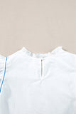 White Embroidered Ruffled Sleeve Frill Blouse