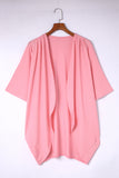Plus Size Pink Shimmer Ribbed Texture Cardigan