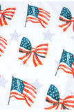 White Star Print Watercolor American Flags and Bows Graphic T-Shirt