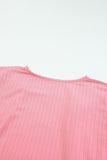 Plus Size Pink Shimmer Ribbed Texture Cardigan