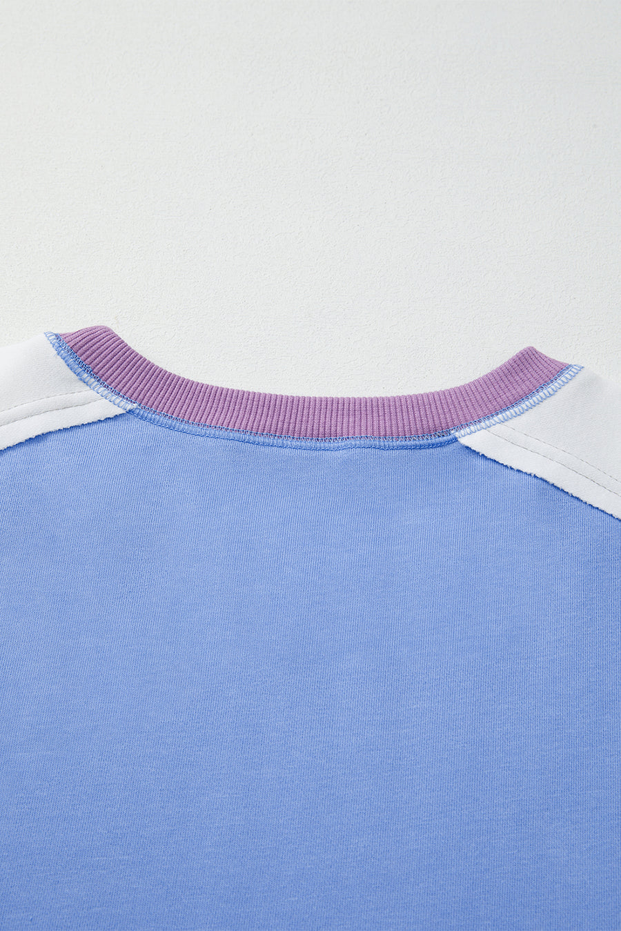 Blue Multi Color Block Patchwork Crew Neck Pullover Sweatshirt