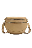 PU Leather Double Zipper Crossbody Bag- 3 Colors
