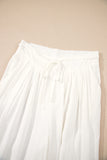 White Pleated Loose Fit Wide Leg Pants