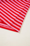 Striped Ribbed Cap Sleeve Crew Neck T-Shirt- 2 Colors