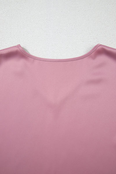 Toadstool Satin Ruffle Sleeve V Neck Blouse