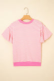 Striped Ruffle Sleeve Crew Neck T-Shirt- 3 Colors