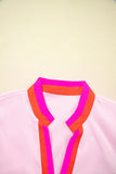 Puff Sleeve Color Block V-Neck Blouse- 2 Colors