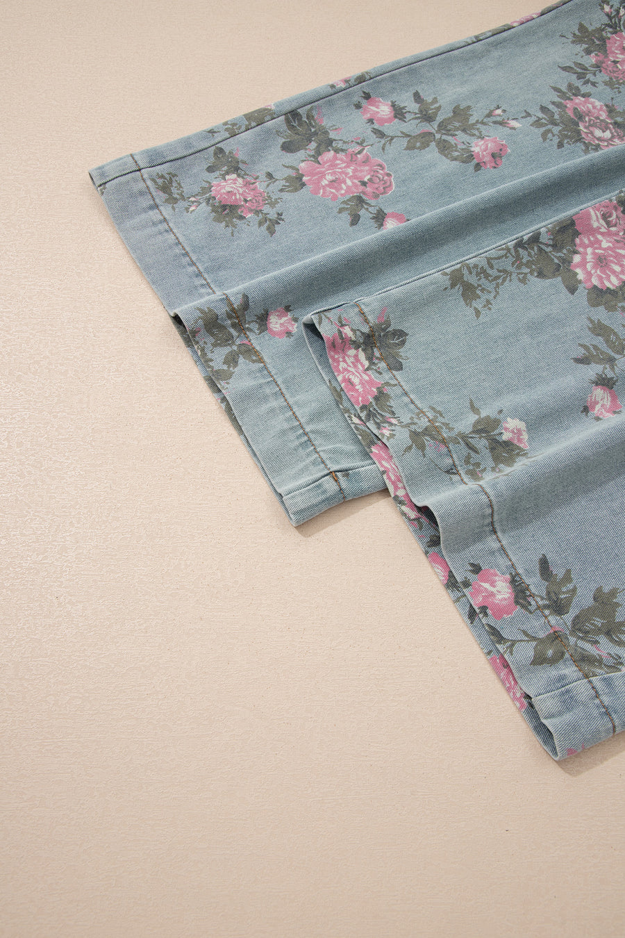 Floral Print Pleated High-Waist Wide Leg Denim Overalls- 3 Colors