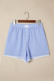 Gingham Button Detail Lace Trim Boxer Shorts- 2 Colors