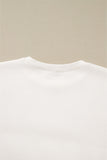 White Color Block Drop Shoulder Pullover Sweatshirt & Shorts Outfit