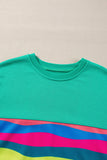 Green Multicolored Wavy Striped Crew Neck Long Sleeve Top- 2 Colors