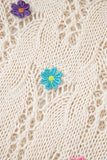 Ivory Floral Crochet Contrast Trim Knit Sweater