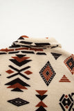 Beige Vintage Geometric Half Zip Plush Sweatshirt