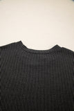 Twist Ribbed Color Block Pocket Crew Neck T-Shirt- 4 Colors