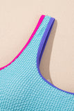 Textured Color Block One-Piece Swimsuit