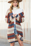 Blue Multi Openwork Color Block Knit Cardigan