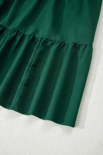 Solid Long Sleeve Button V-Neck Tiered Maxi Dress- 2 Colors