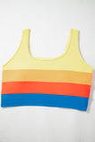 Color Block Pleated High-Waisted Tankini