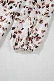 Leopard Print Mock Neck Long Sleeve Pleated Blouse- 2 Colors