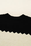 Color Block Crew Neck Drop Shoulder Scallop Detail Sweater- 3 Colors