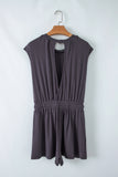 Cut-Out Back Drawstring Knit Romper- 2 Colors