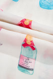 Plus Size White Wine & Heart Print Bow Decor Pajama Set