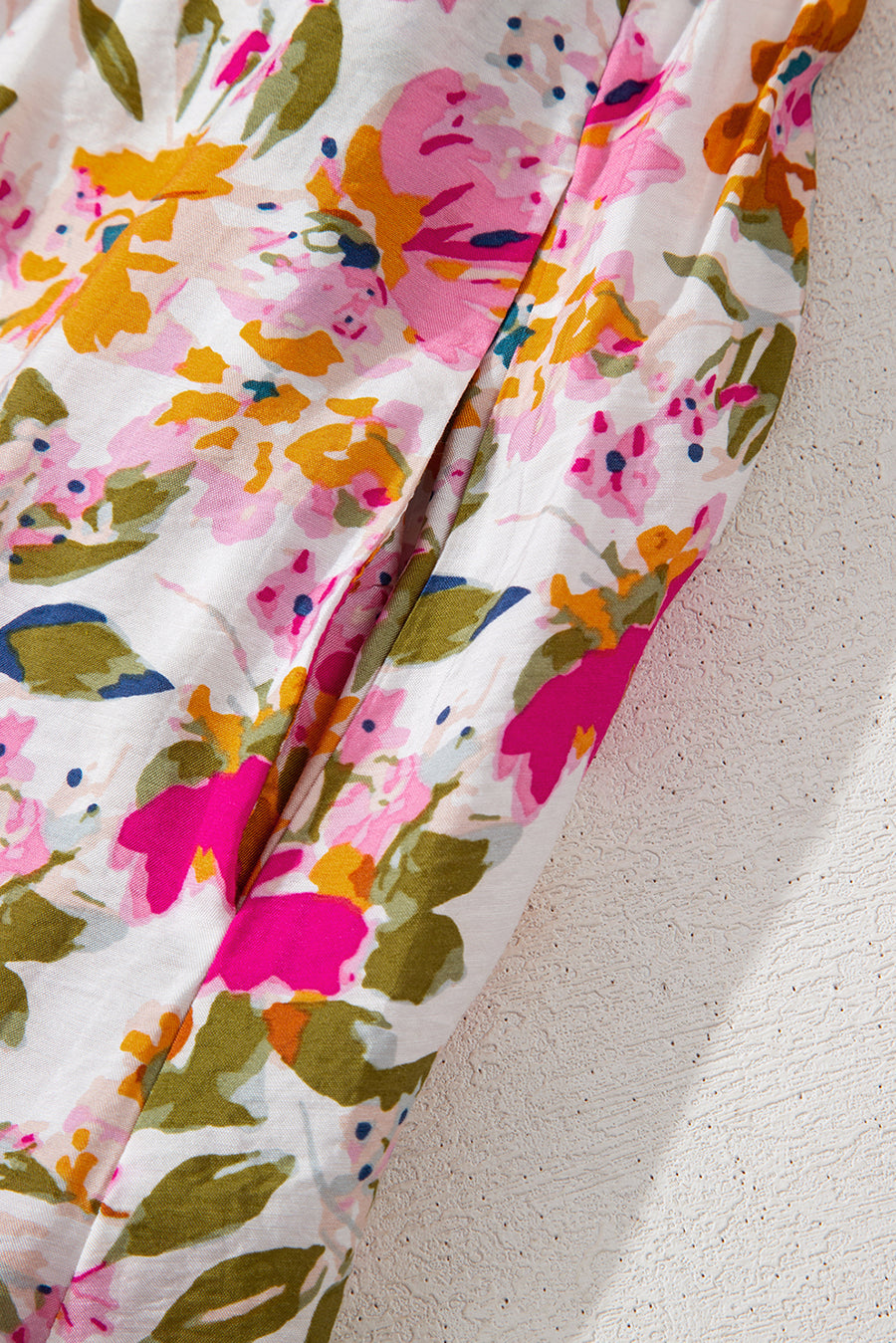 Multicolored Floral Short Sleeve V-Neck High Waist Maxi Dress