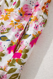 Multicolored Floral Short Sleeve V-Neck High Waist Maxi Dress