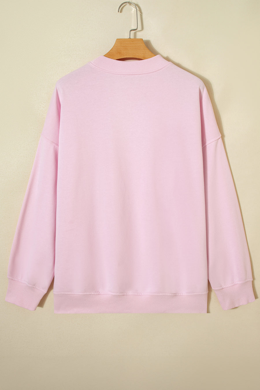 Light Pink Heart Quilt Patch Oversized Sweatshirt
