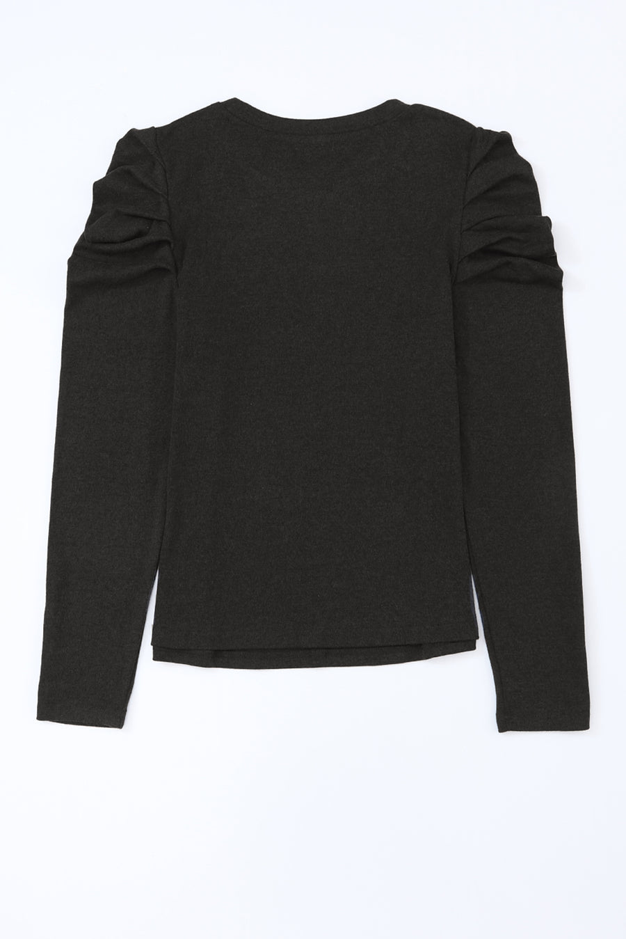 Black Button Cuff Puff Long Sleeve Sheath Top