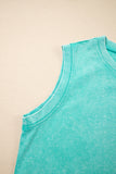 Yellow Cream Solid Color Washed Sleeveless Top Split Skort Cotton 2pcs Outfit