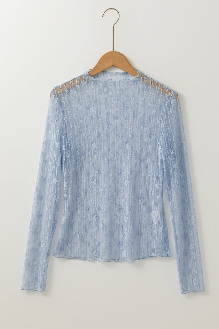 Floral Lace Sheer Long Sleeve Slim Fit Top- 3 Colors