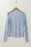 Floral Lace Sheer Long Sleeve Slim Fit Top- 3 Colors