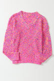 Hot Pink Multicolored Confetti Chunky Knit Sweater