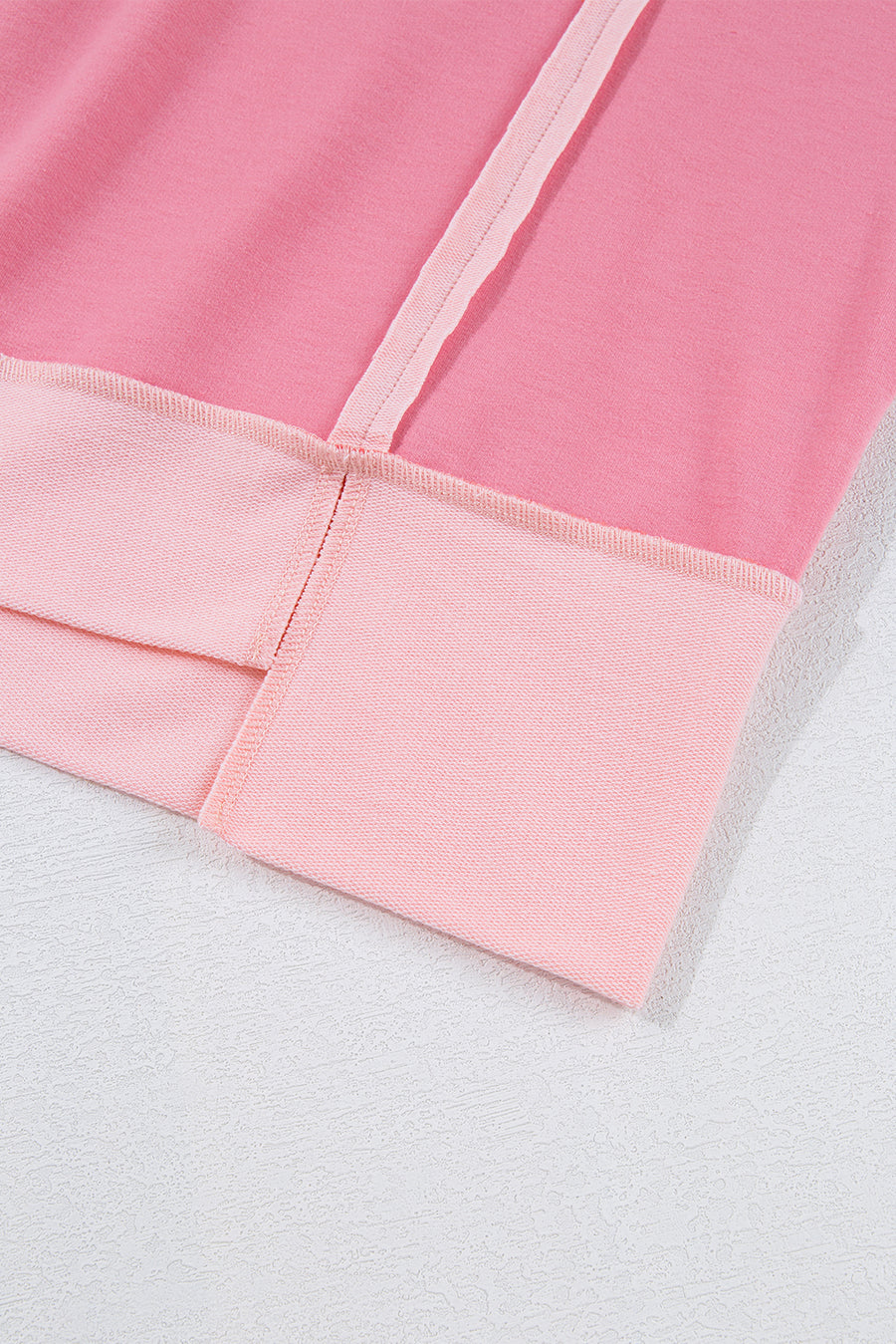 Peach Exposed Seam High-Low Side Slit Short Sleeve T-Shirt