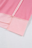 Peach Exposed Seam High-Low Side Slit Short Sleeve T-Shirt