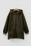 Contrast Cuff Drop Shoulder Zip-Up Tunic Hoodie- 3 Colors