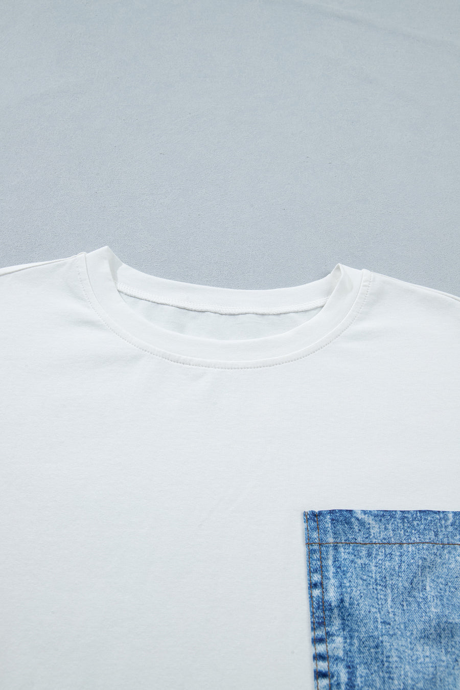 Printed Denim Chest Pocket Graphic T-Shirt- 2 Colors
