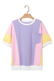 Pastel Color Block Patchwork Oversized T-Shirt