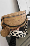 Floral & Geometric Strap PU Crossbody Bag With Coin Purse