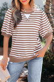 Striped Short Bubble Sleeve T-Shirt- 3 Colors