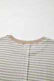 Striped Ribbed Exposed Seam Long Sleeve Oversized Top- 3 Colors