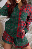 Red Plaid Contrast Color Long Sleeve Pajama Set- 3 Options