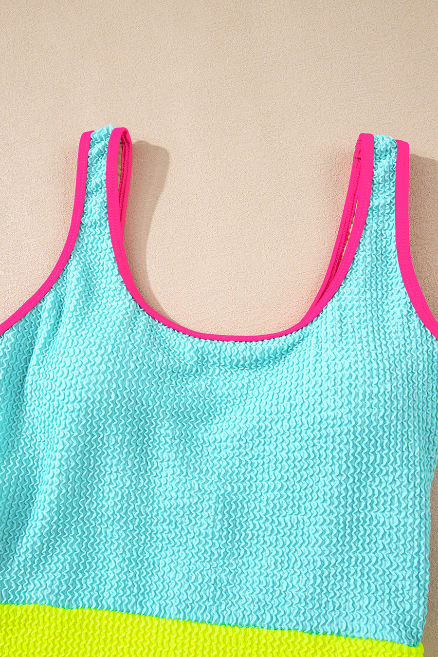 Textured Color Block One-Piece Swimsuit