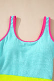 Textured Color Block One-Piece Swimsuit