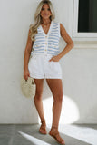 Striped V-Neck Button-Up Knit Vest- 2 Colors