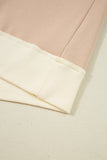 Beige Multi Waffle Knit Patchwork Color Block Pullover Sweatshirt